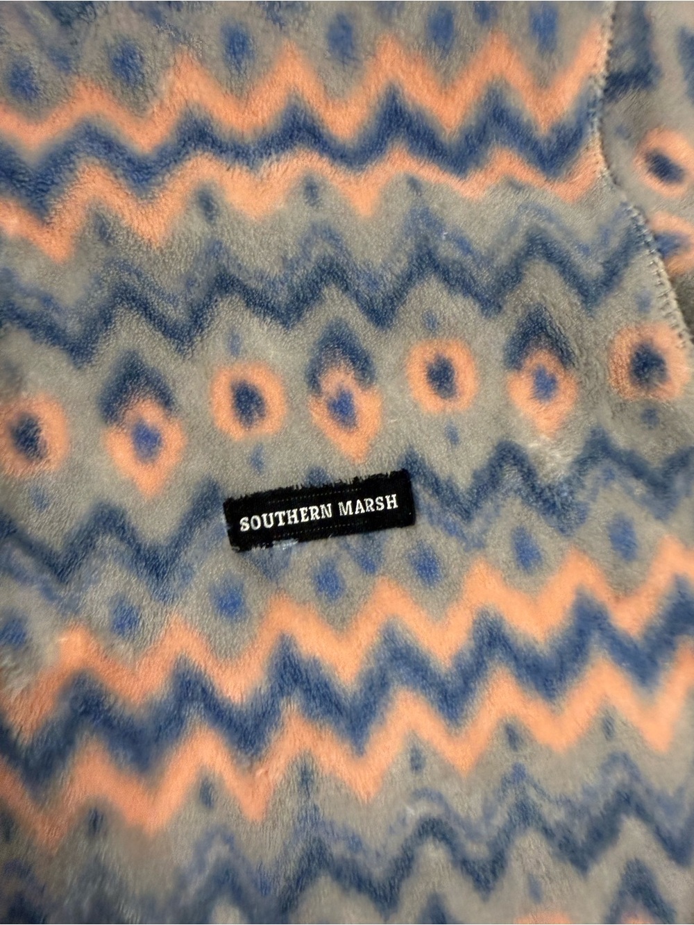 Southern Marsh Tangier Ikat Fleece Pullover Quarter Zip Geometric Pastel Size S - Picture 3 of 13